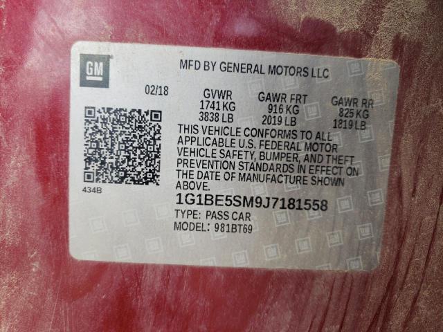 2018 CHEVROLET CRUZE LT - 1G1BE5SM9J7181558