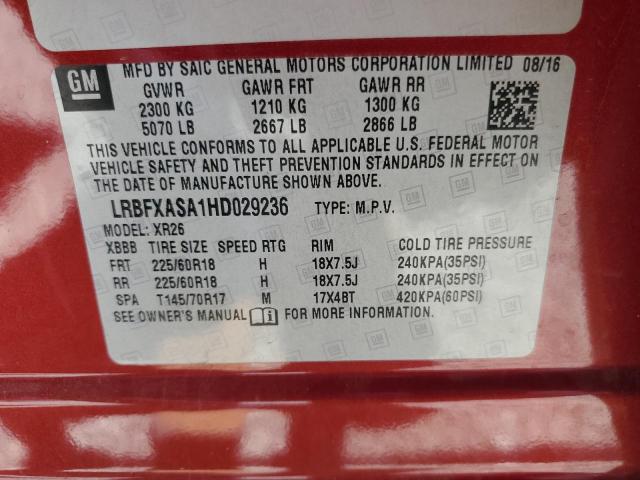 2017 BUICK ENVISION P - LRBFXASA1HD029236