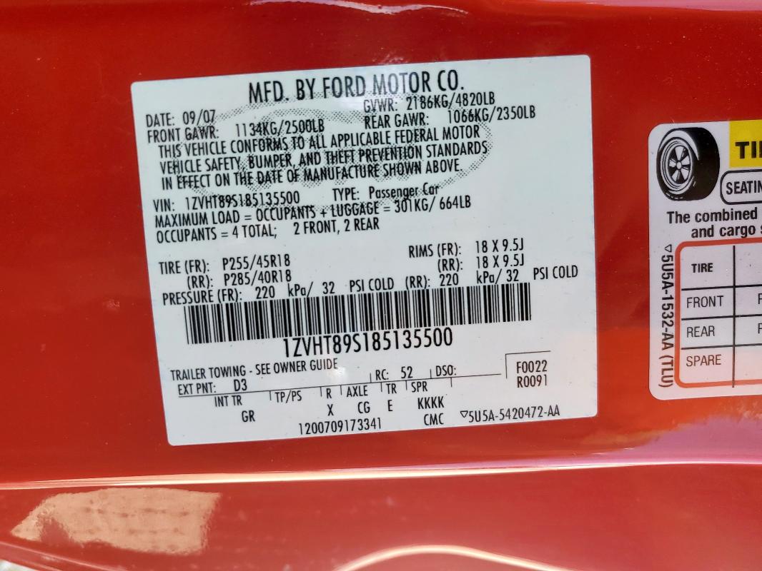 2008 FORD MUSTANG SH #3160282457