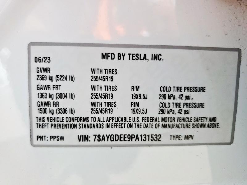 2023 TESLA MODEL Y 7SAYGDEE9PA131532