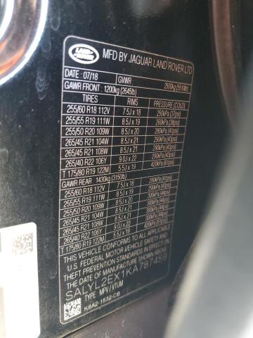 2019 LAND ROVER RANGE ROVE - SALYL2EX1KA787459