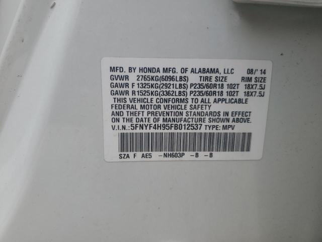 2015 HONDA PILOT TOUR - 5FNYF4H95FB012537