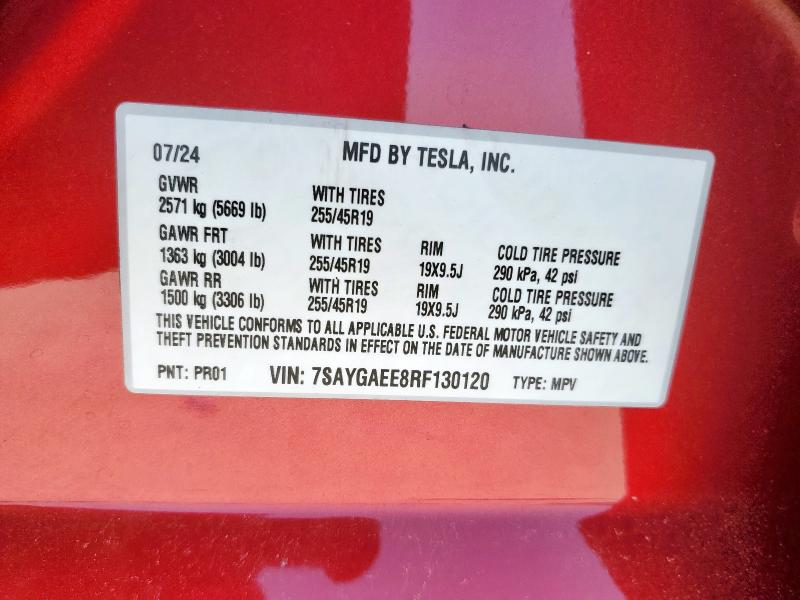 2024 TESLA MODEL Y 7SAYGAEE8RF130120