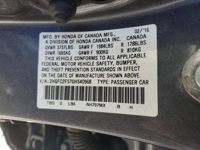 2016 HONDA CIVIC LX - 2HGFC2F57GH540968