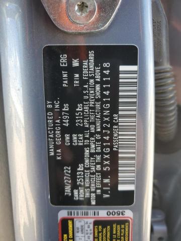 2022 KIA K5 LXS 5XXG14J2XNG141148