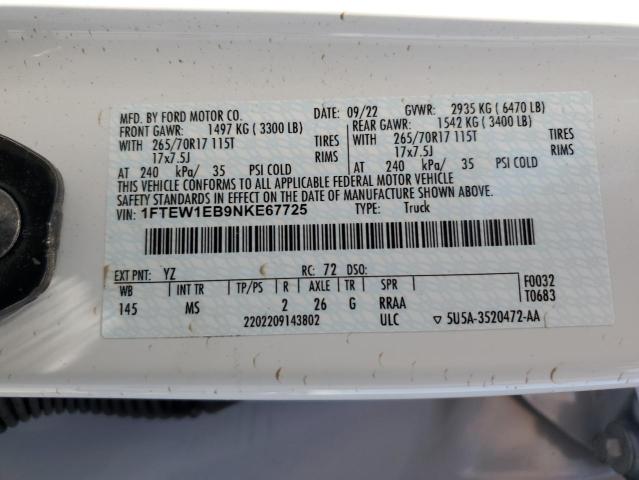 1FTEW1EB9NKE67725 Ford F150 Supercrew