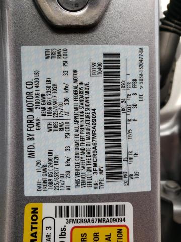 3FMCR9A67MRA09094 FORD BRONCO 2021