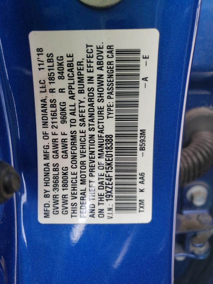 19XZE4F15KE018388 HONDA INSIGHT 2019