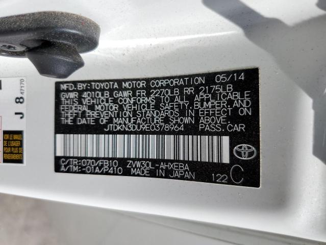 JTDKN3DU9E0378964 Toyota PRIUS