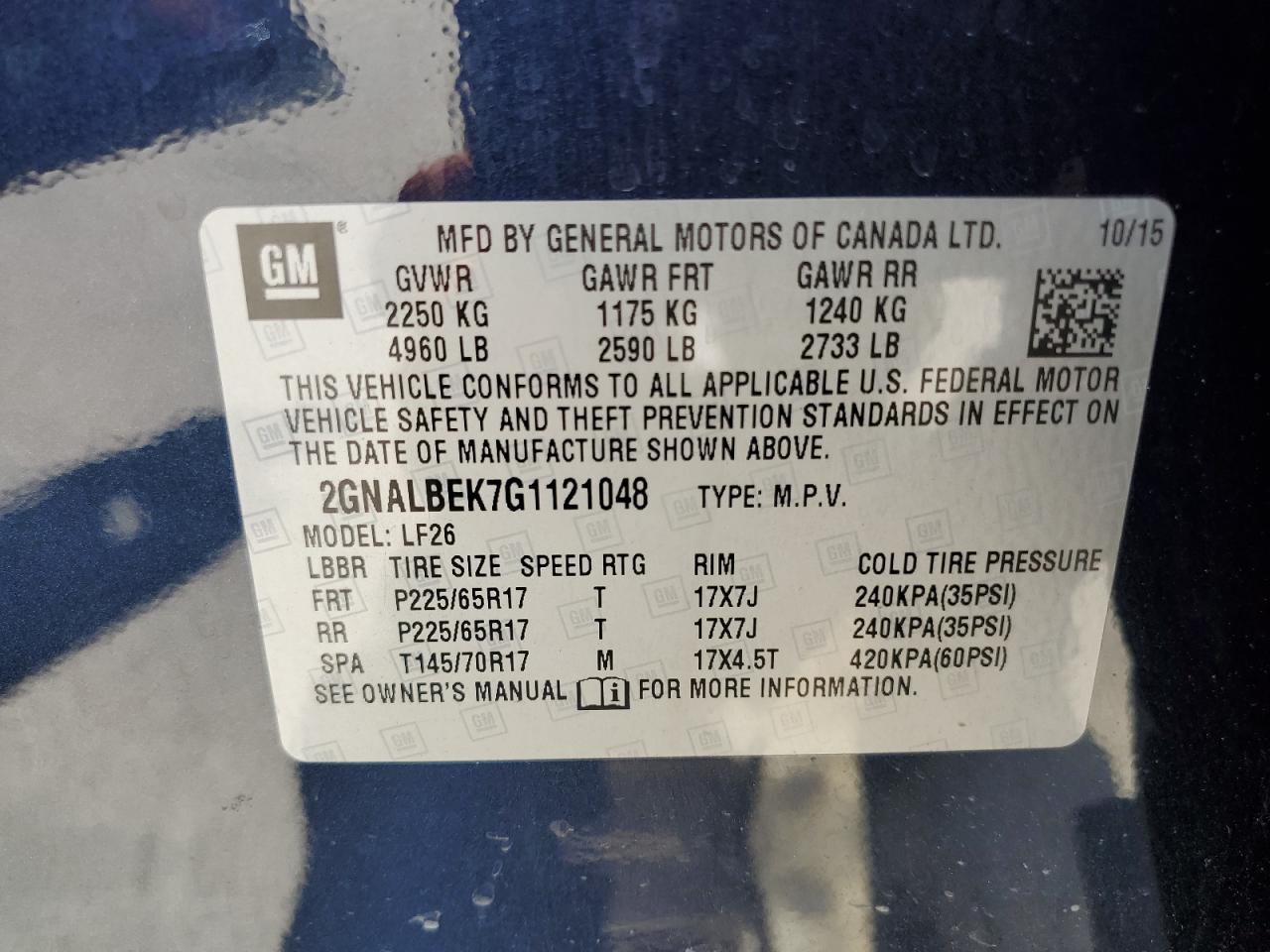 2GNALBEK7G1121048 CHEVROLET EQUINOX 2016