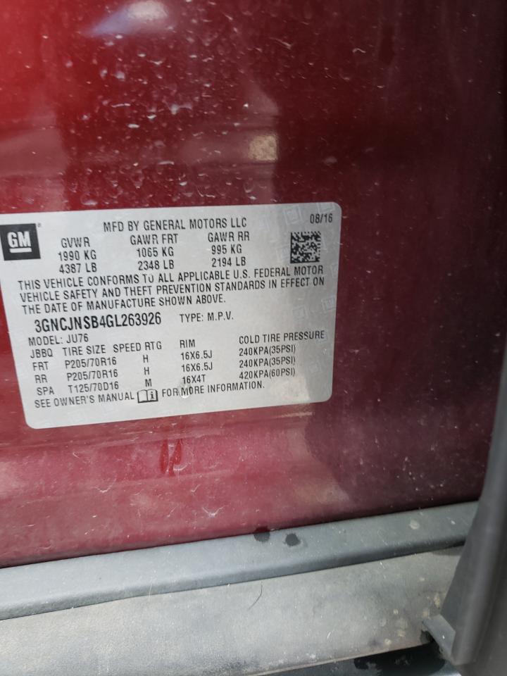 3GNCJNSB4GL263926 CHEVROLET TRAX 2016