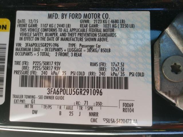 3FA6P0LU5GR291096 Ford Fusion Se Hybrid