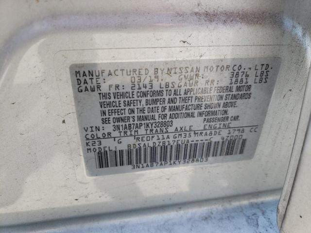 2019 NISSAN SENTRA S/S 3N1AB7AP1KY328803