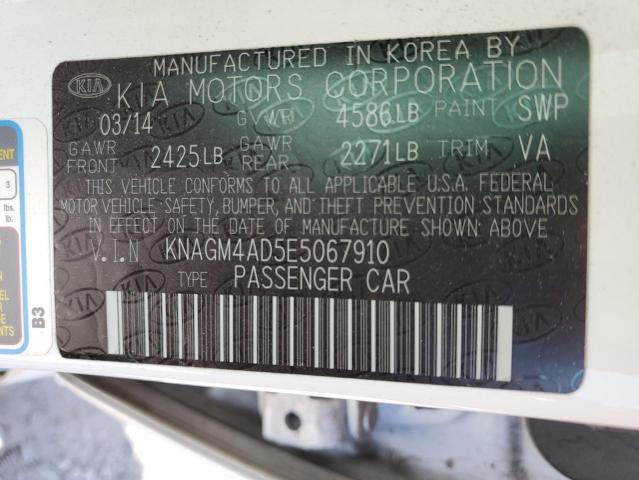 KNAGM4AD5E5067910 KIA OPTIMA HYBRID