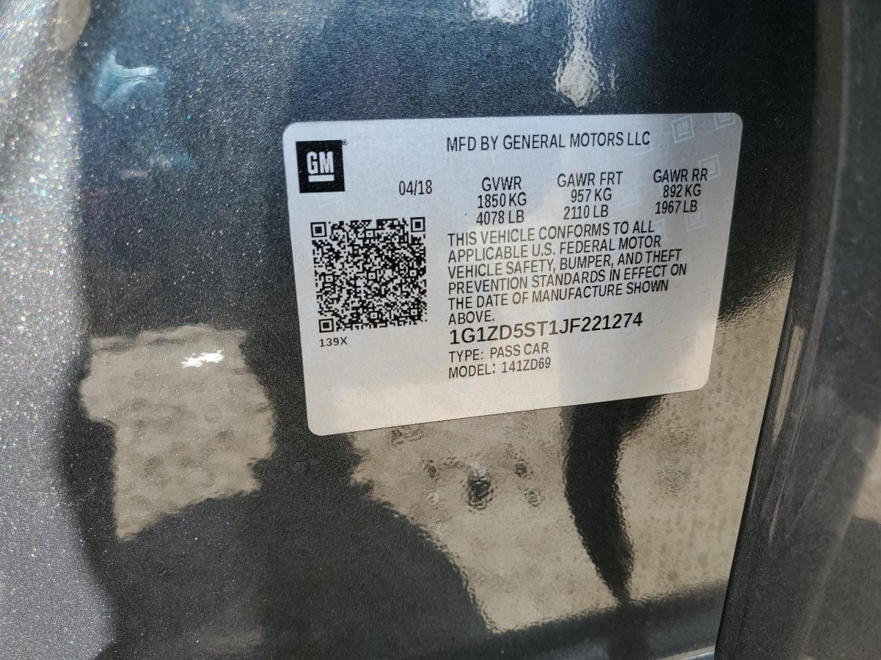 1G1ZD5ST1JF221274 CHEVROLET MALIBU 2018