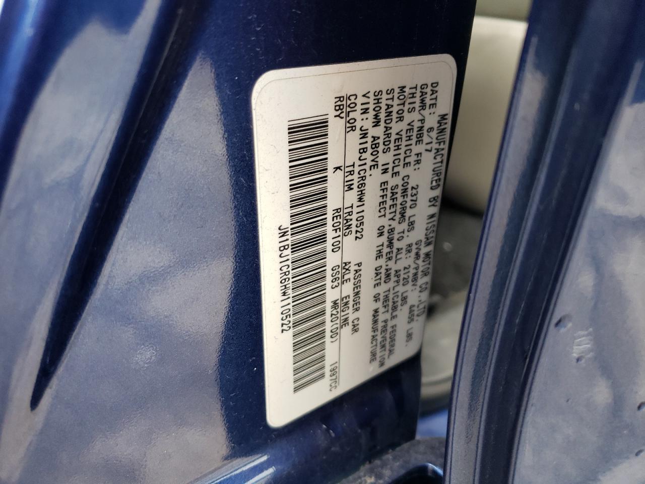 JN1BJ1CR6HW110522 NISSAN ROGUE 2017