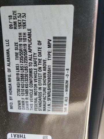 5FNRL6H92KB038841 2019 HONDA ODYSSEY, photo no. 14