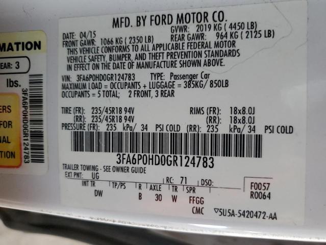 3FA6P0HD0GR124783 Ford FUSION SE