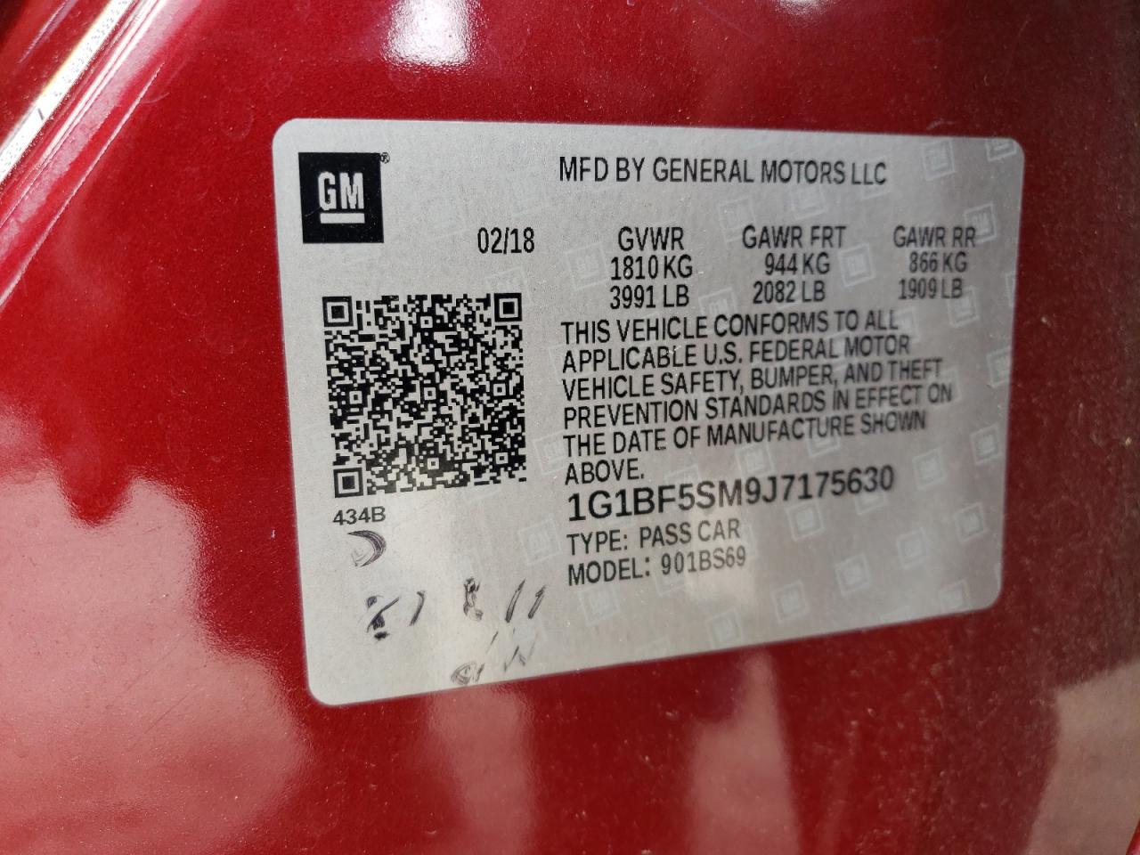 1G1BF5SM9J7175630 CHEVROLET CRUZE 2018