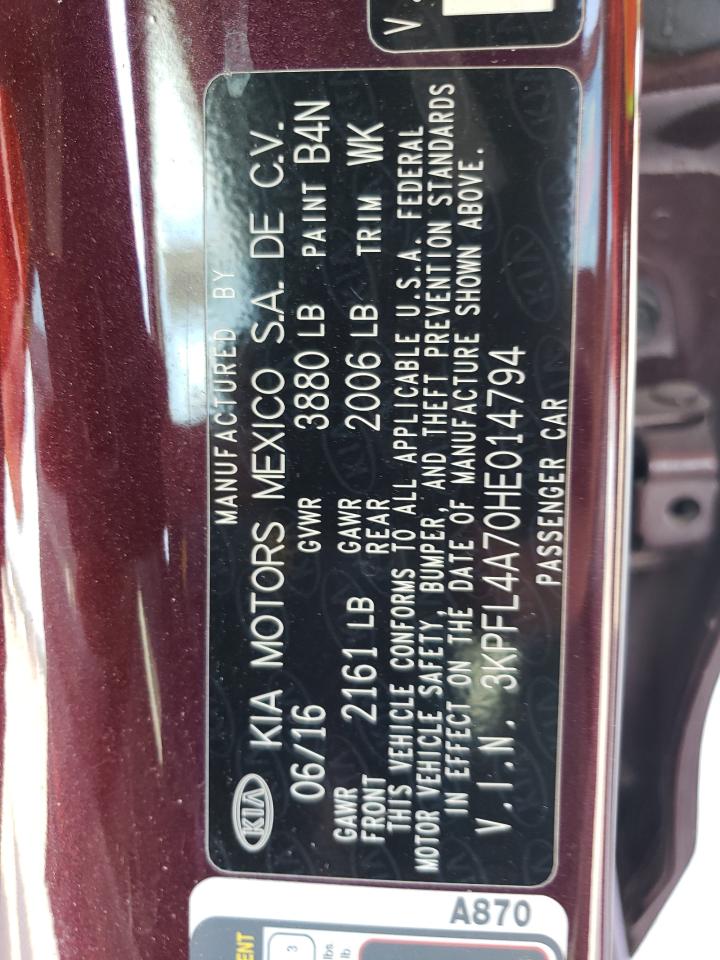 3KPFL4A70HE014794 KIA FORTE 2017