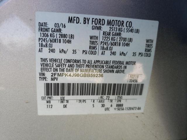 2FMPK4J98GBB59236 Ford EDGE SEL