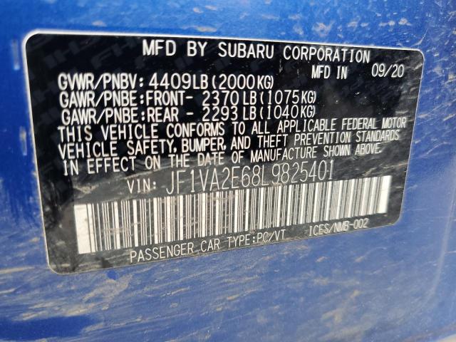 JF1VA2E68L9825401 Subaru Wrx Sti