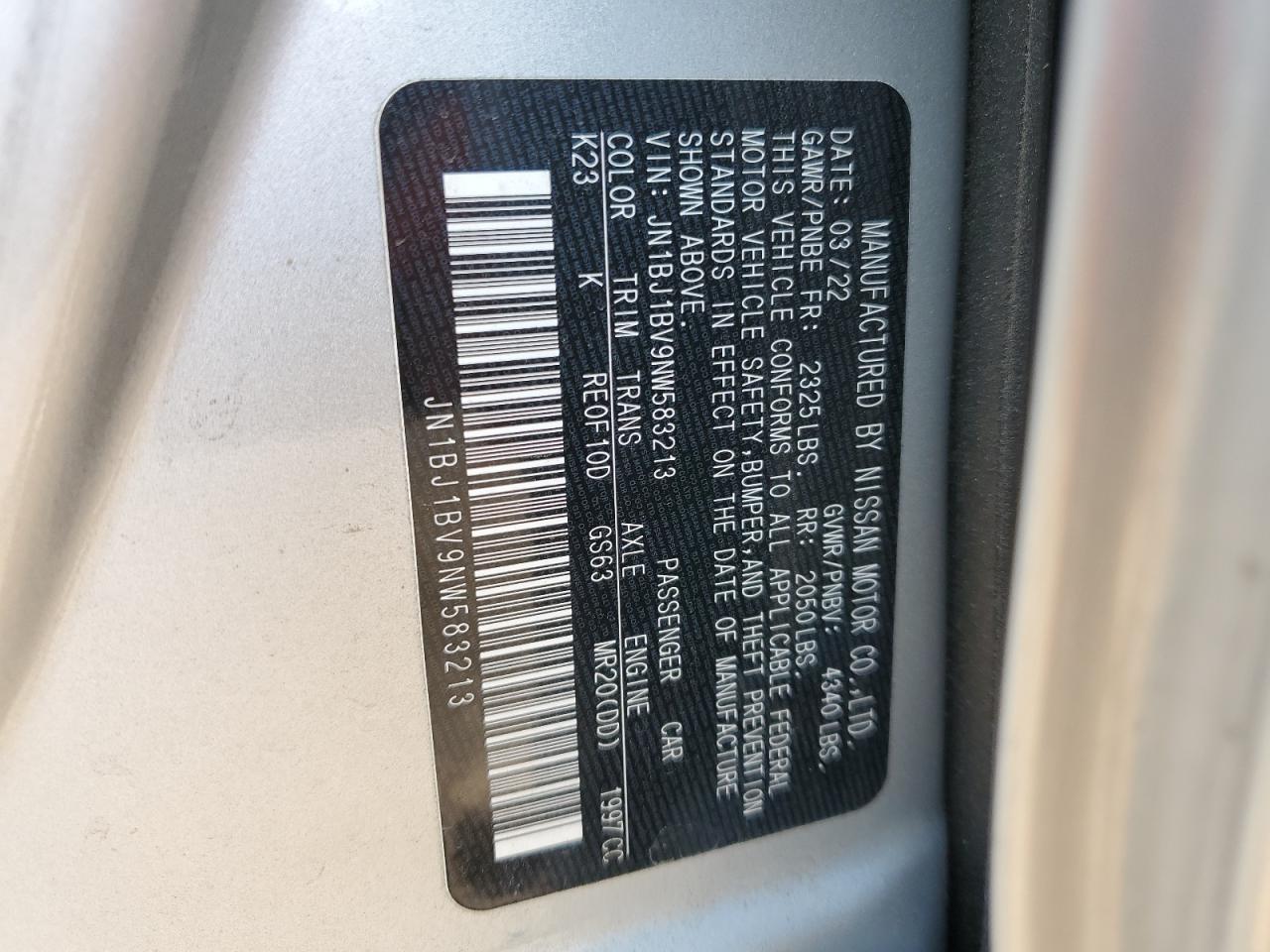 JN1BJ1BV9NW583213 NISSAN ROGUE 2022