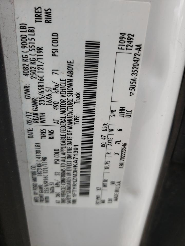 1FTYR1ZM3HKA71391 FORD TRANSIT 2017