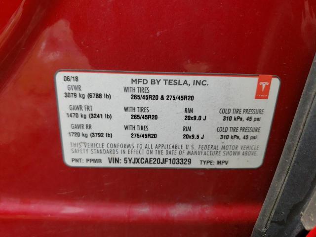 5YJXCAE20JF103329 Tesla MODEL X