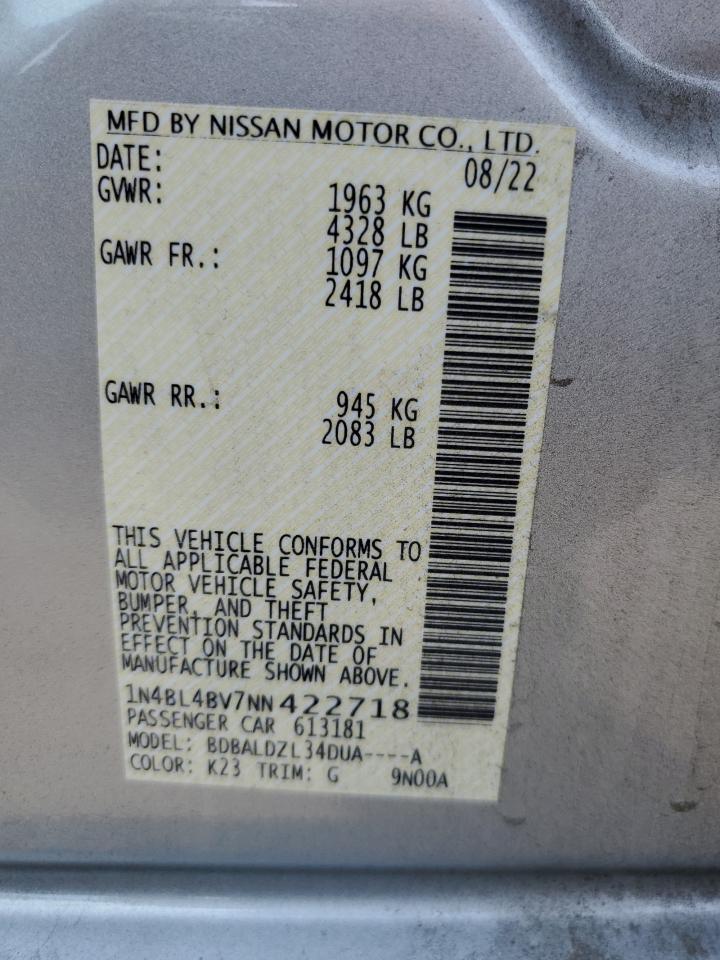 1N4BL4BV7NN422718 NISSAN ALTIMA 2022