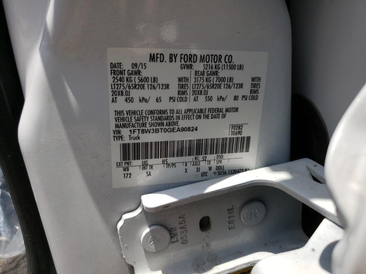 1FT8W3BT0GEA90824 FORD F350 2016
