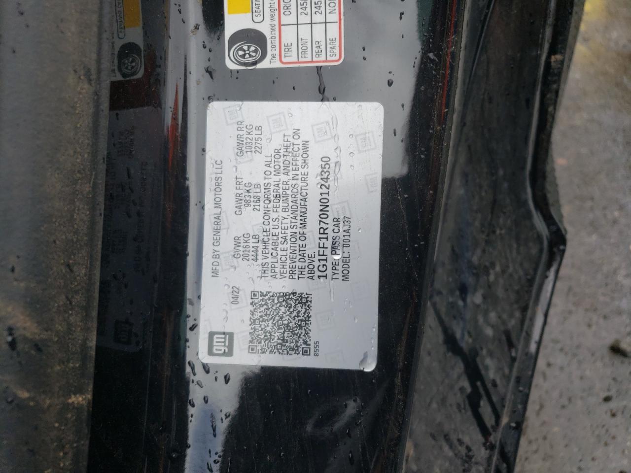 1G1FF1R70N0124350 CHEVROLET CAMARO LT1 2022