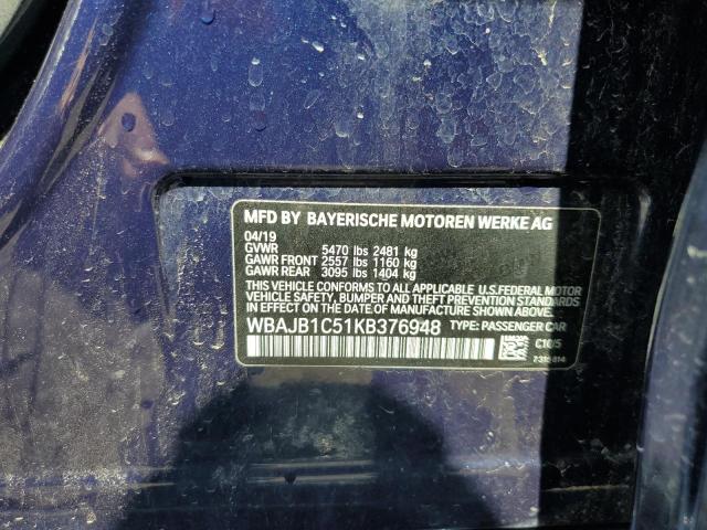 2019 BMW 530XE WBAJB1C51KB376948