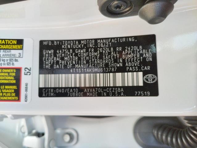 2021 TOYOTA CAMRY NIGH - 4T1S11AK9MU613787