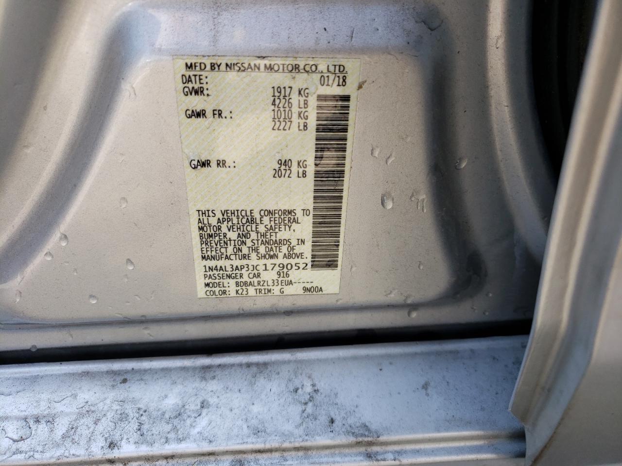 1N4AL3AP3JC179052 NISSAN ALTIMA 2018