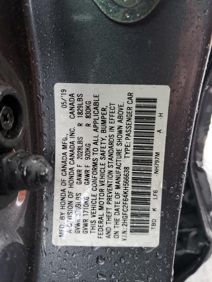 2HGFC2F64KH566638 HONDA CIVIC 2019