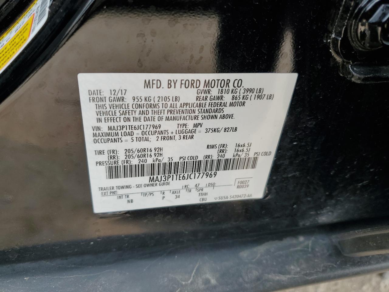 MAJ3P1TE6JC177969 FORD ECOSPORT 2018