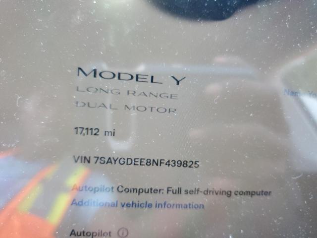 2022 TESLA Y - 7SAYGDEE8NF439825