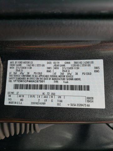 1FTEW1CP4KKC87501 Ford F150 Supercrew