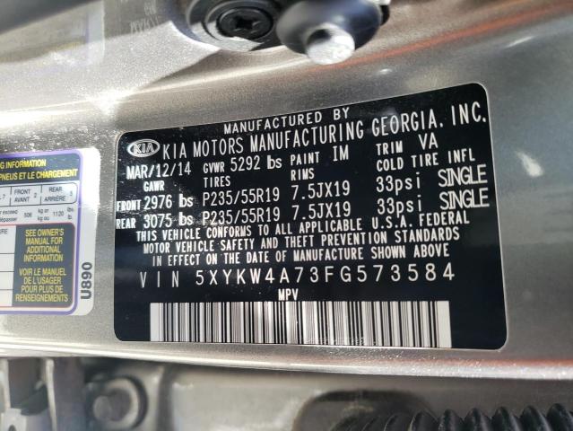 5XYKW4A73FG573584 KIA SORENTO SX