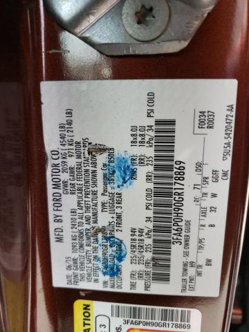 3FA6P0H90GR178869 Ford FUSION SE