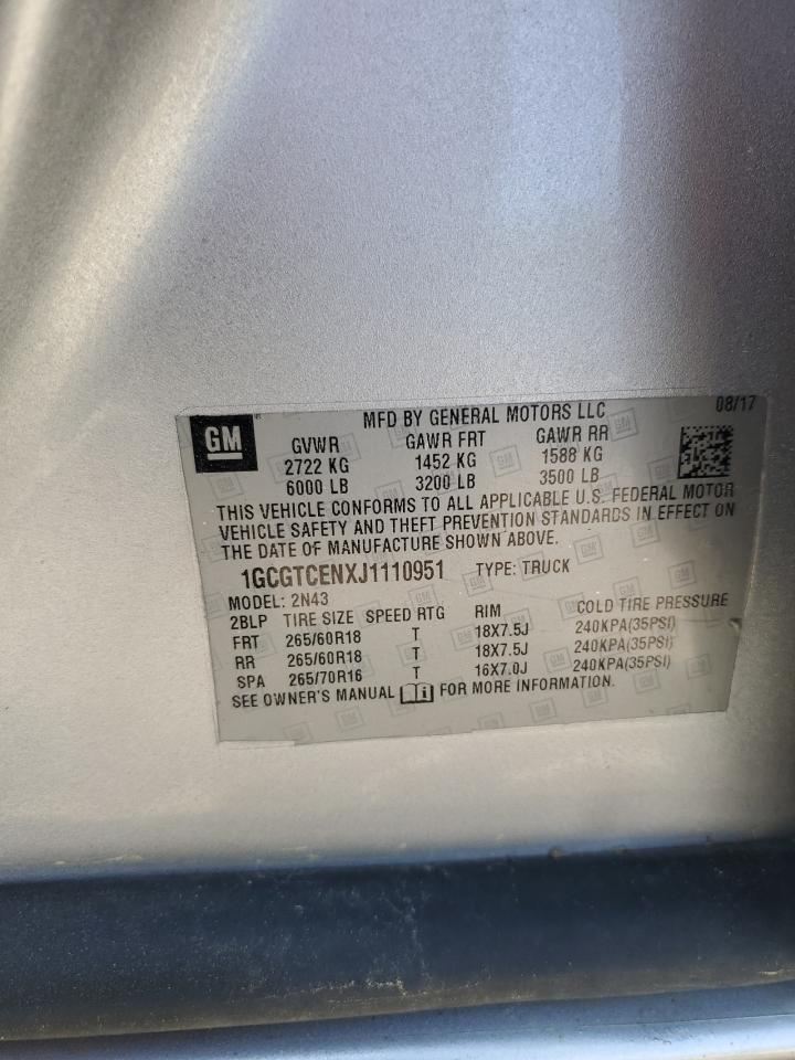 1GCGTCENXJ1110951 CHEVROLET COLORADO 2018