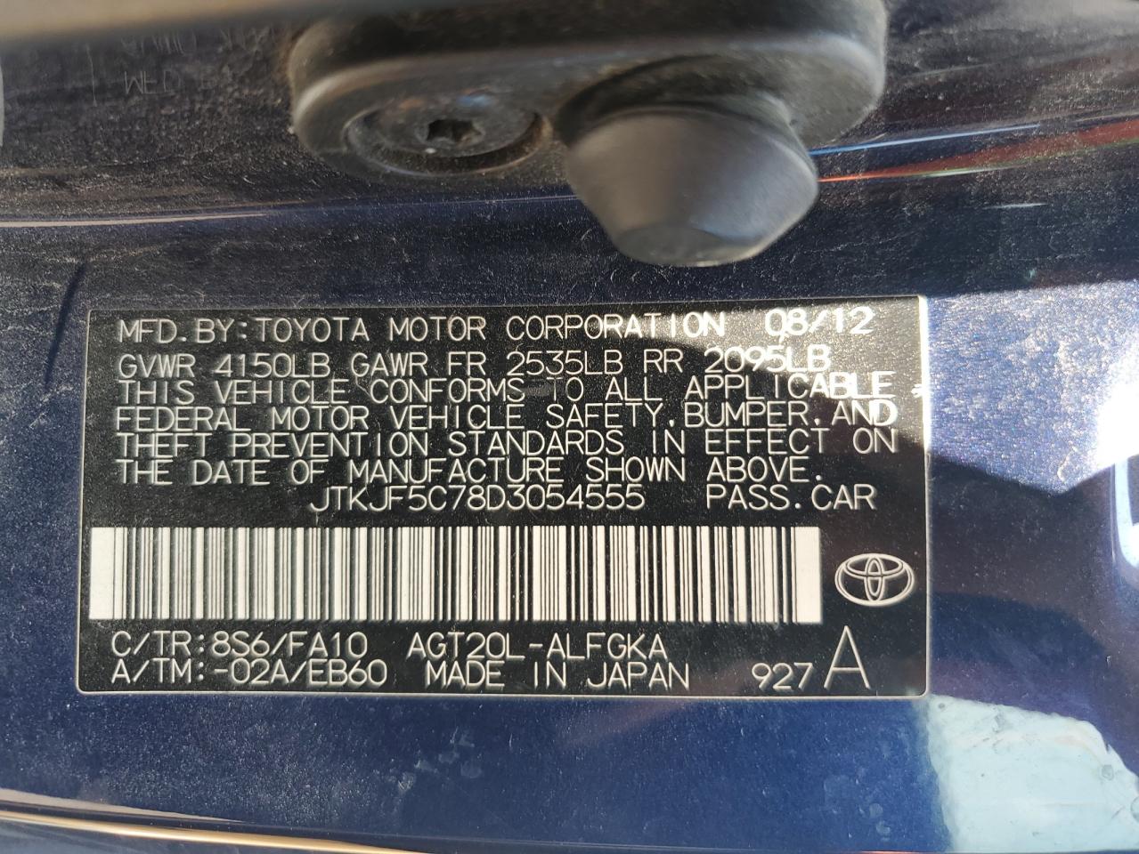 2013 Toyota Scion Tc vin: JTKJF5C78D3054555