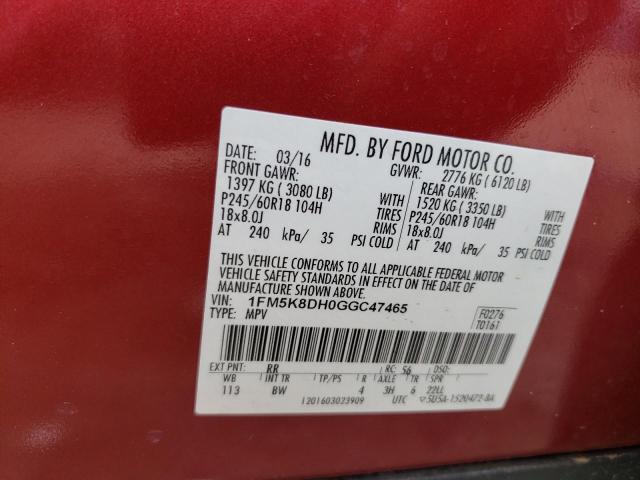 1FM5K8DH0GGC47465 Ford EXPLORER XLT
