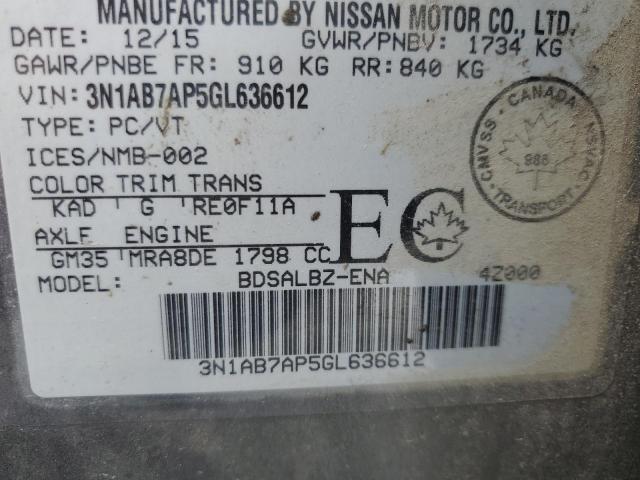 2016 NISSAN SENTRA S - 3N1AB7AP5GL636612
