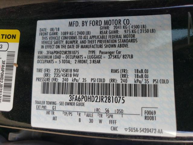 3FA6P0HD2JR281075 Ford FUSION SE