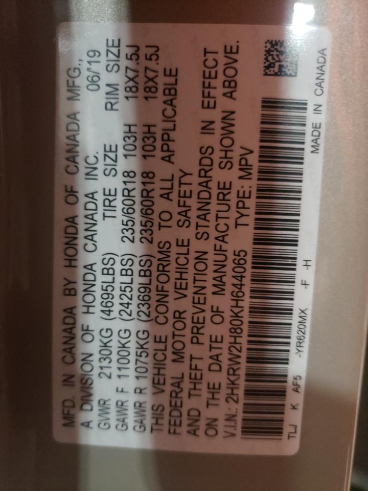 2HKRW2H80KH644065 HONDA CRV 2019