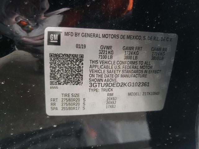 3GTU9DED2KG102361 GMC Sierra K1500 Slt