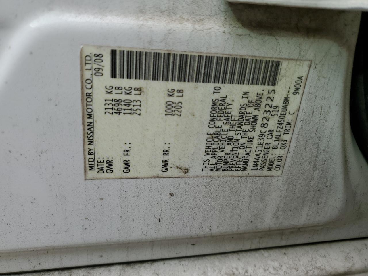 1N4AA51E39C823225 2009 Nissan Maxima S