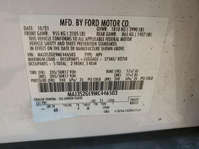 MAJ3S2GE9MC446503 Ford Ecosport Se